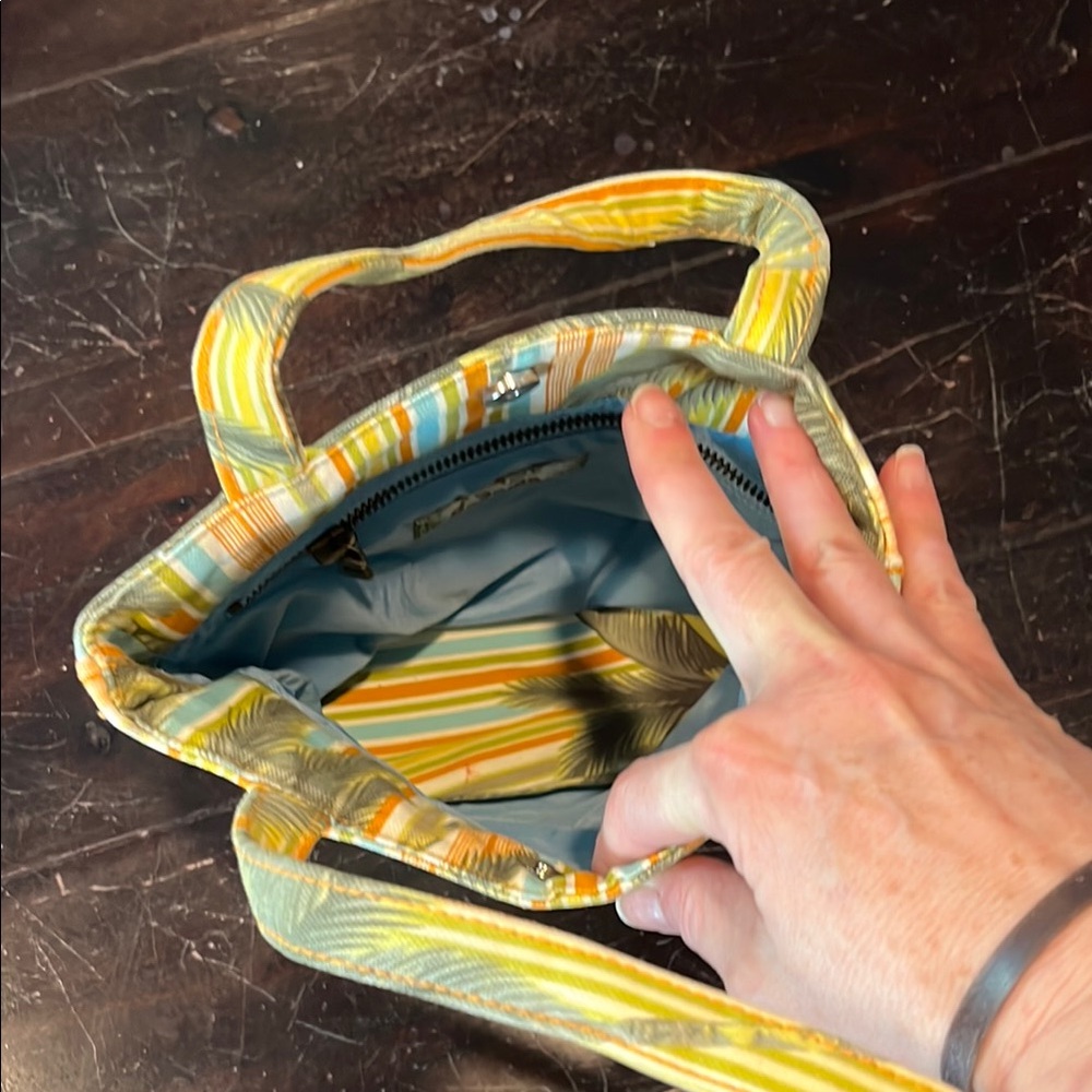 Tommy Bahama Orange and Yellow Tote Bag with Tropical Design - Picture 4 of 7